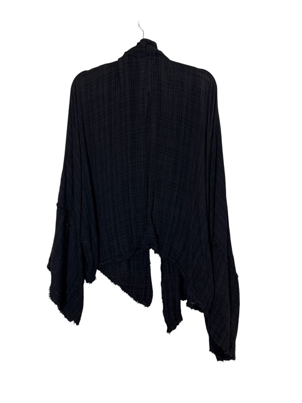 FP One Lightweight Black Cotton Blend  Open Knit Gauze Cardigan Sz S